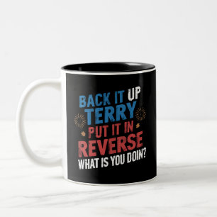 Terry, mach's rückgängig, schalte in den Rückwärts Zweifarbige Tasse