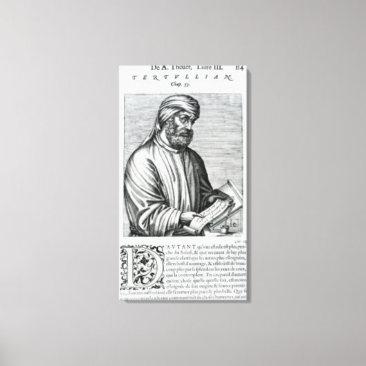 Tertullian, Illustration von Andre Thevet's Leinwanddruck (Vorderseite)