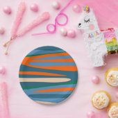 Terzo Stripes Retro Modernes Abstraktes Muster Pappteller (Party)