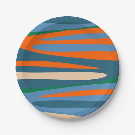 Terzo Stripes Retro Modernes Abstraktes Muster Pappteller (Vorderseite)