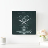 Tesla AC Motor Blueprint Clock Quadratische Wanduhr (Zuhause)
