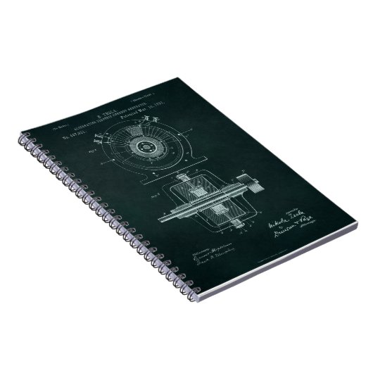 Tesla AC Motor Blueprint Notizblock (Rechte Seite)