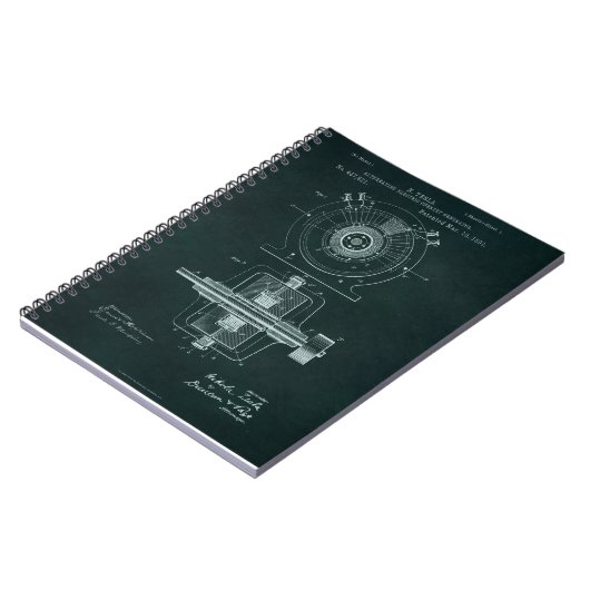 Tesla AC Motor Blueprint Notizblock (Linke Seite)