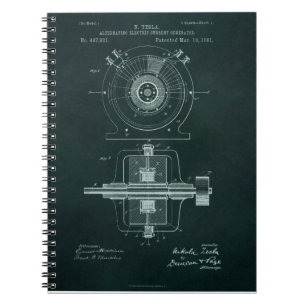 Tesla AC Motor Blueprint Notizblock