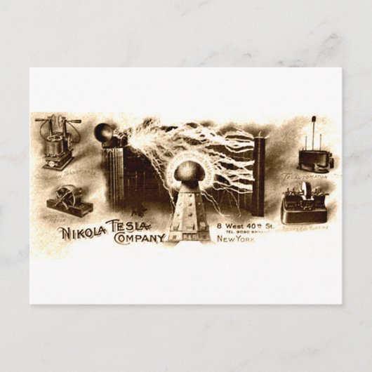 Tesla-Briefkopf Postkarte (Vorderseite)