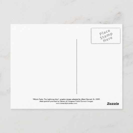 Tesla, der Blitzmann Postkarte (Rückseite)