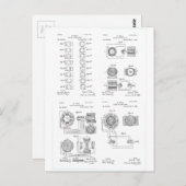 Tesla Elecro-Magnet Motorpatent US381968 p 1-4 Postkarte (Vorne/Hinten)