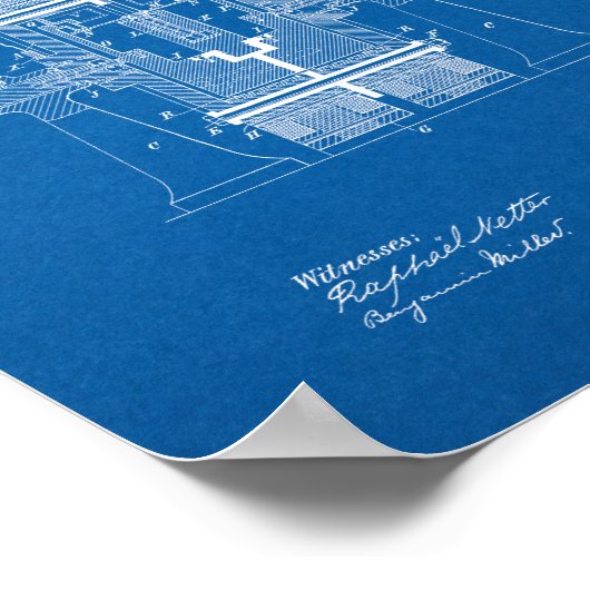 Tesla Electric Circuit Controller Patent - Bluepri Poster (Ecke)