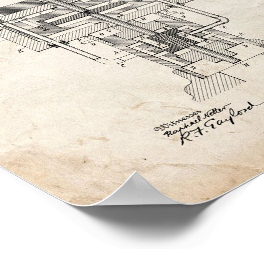Tesla Electric Generator Patent - Old Look Poster (Ecke)