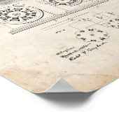 Tesla Electro Magnetmotorpatent - altes Aussehen Poster (Ecke)