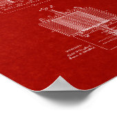 Tesla Electro-Magnetmotorpatent - Burgund Rot Poster (Ecke)