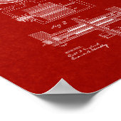 Tesla Electro-Magnetmotorpatent - Burgund Rot Poster (Ecke)