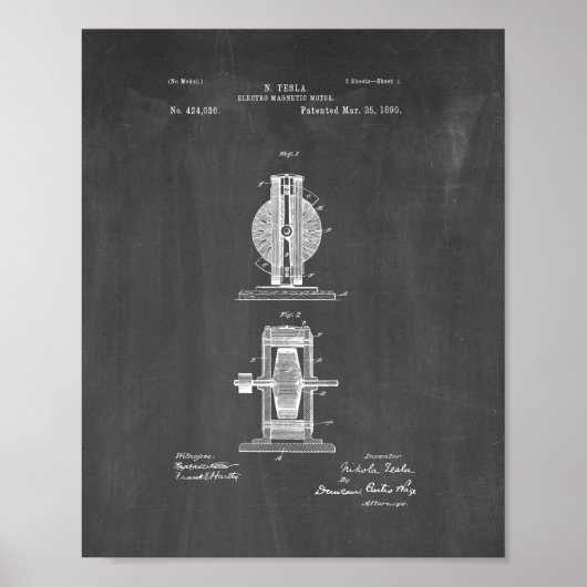 Tesla Electro Magnetmotorpatent - Zwischenplatine Poster (Vorne)