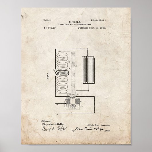 Tesla-Gerät zur Herstellung von Ozon-Patent - Alt Poster (Vorne)