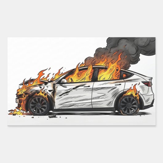 Tesla in Flammen Rechteckiger Aufkleber (Vorderseite)