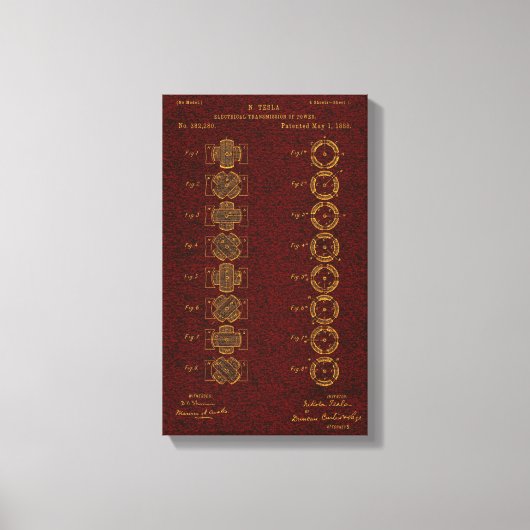 Tesla-Patent 00382280 Sht 1 Leinwanddruck (Vorderseite)