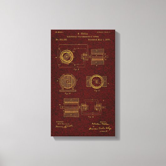 Tesla-Patent 00382280 Sht 2 Leinwanddruck (Vorderseite)