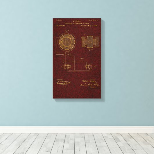 Tesla Patent 00382280 Sht 4 Stretched Canvas Print Leinwanddruck (Insitu (Holzboden))