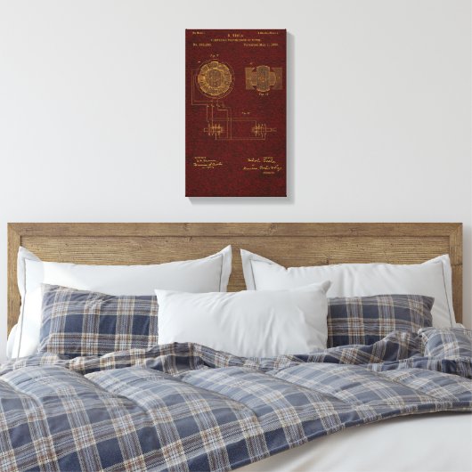 Tesla Patent 00382280 Sht 4 Stretched Canvas Print Leinwanddruck (Insitu (Schlafzimmer))