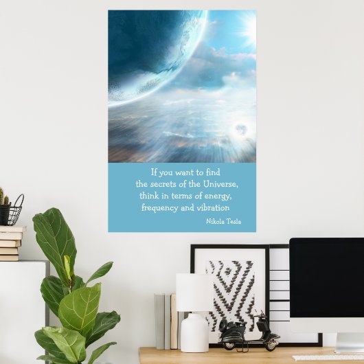 Tesla Quote Geheimnisse des Universe Poster (Heimbüro)