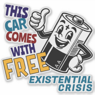 Tesla Regret Bumper Cartoon Akku Aufkleber