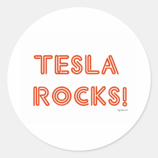 Tesla Rocks! Runder Aufkleber (Vorderseite)