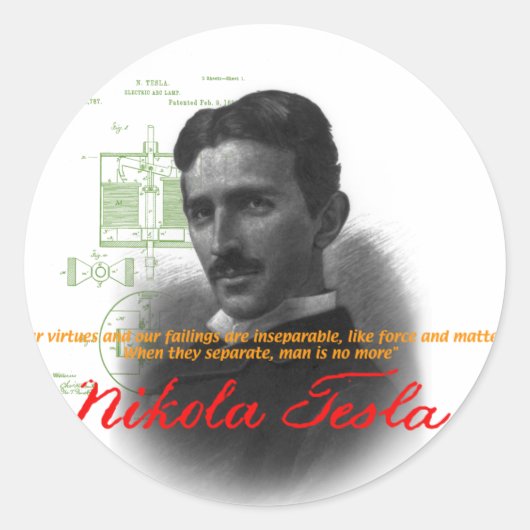 Tesla Runder Aufkleber (Vorderseite)