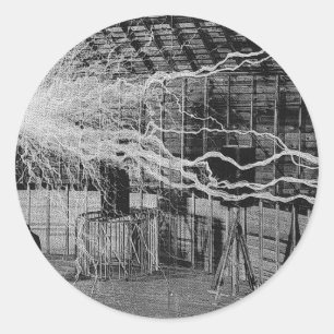 tesla runder aufkleber