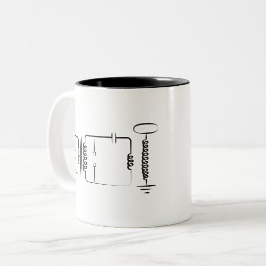 Tesla Spule Zweifarbige Tasse (Vorderseite Links)