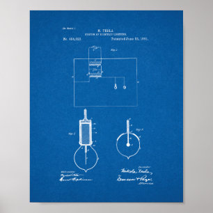 Tesla System des elektrischen Beleuchtungs-Patents Poster