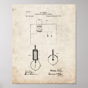 Tesla System Of Electric Lighting Patent - Old Loo Poster