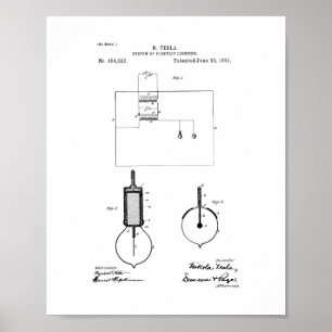 Tesla System of Electric Lighting Patent Poster