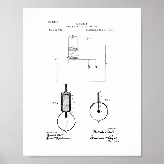 Tesla System of Electric Lighting Patent Poster (Vorne)