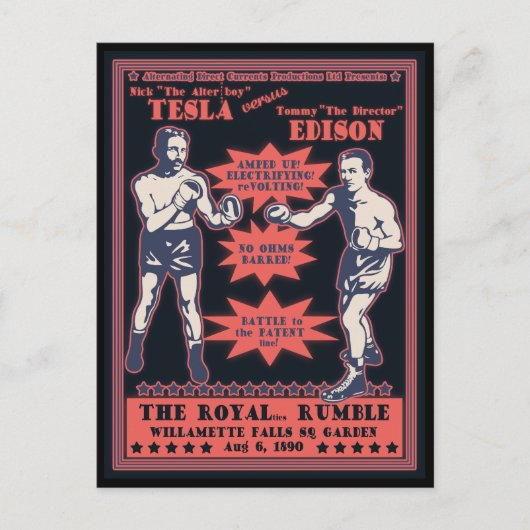 Tesla vs. Edison Postkarte (Vorderseite)