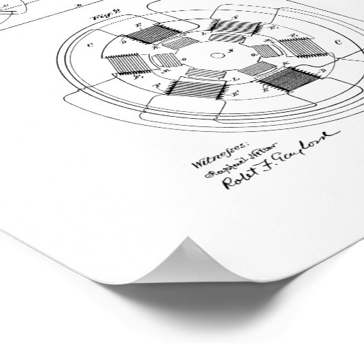 Tesla-Wechselmotor-Patent Poster (Ecke)