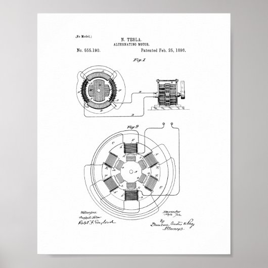 Tesla-Wechselmotor-Patent Poster (Vorne)