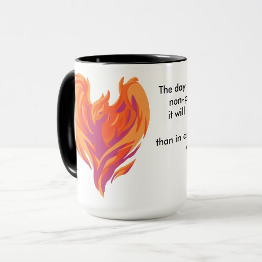 Tesla Zitat-Tasse mit Phoenix-Vogel-Grafik Tasse (Vorderseite Links)