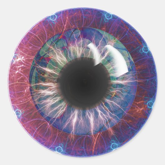 Tesla's Eye-Fraktal Design Runder Aufkleber (Vorderseite)