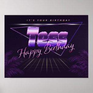 Tess Name Vorname lila retro Poster Geburtstag