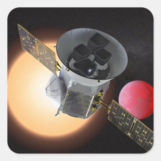TESS Planet Hunter Spacecraft Quadratischer Aufkleber (Vorderseite)