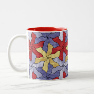 Tessellierte Blume aus Hartglas Zweifarbige Tasse