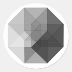 Tesseract (Graustufen) Runder Aufkleber