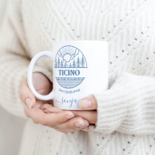 Tessin, Schweiz Blau Minimalistische Landschaf Tasse