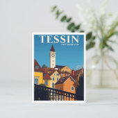 Tessin Switzerland Travel Poster Postkarte (Stehend Vorderseite)