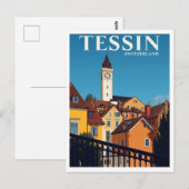 Tessin Switzerland Travel Poster Postkarte (Vorne/Hinten)