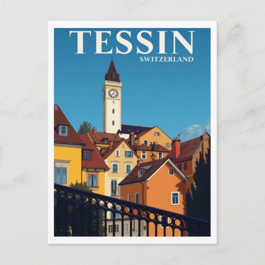 Tessin Switzerland Travel Poster Postkarte (Vorderseite)