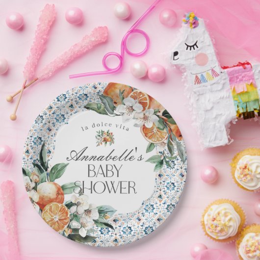 Tessin Tile Italienische Babydusche Tischdekoratio Pappteller (Party)