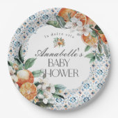 Tessin Tile Italienische Babydusche Tischdekoratio Pappteller (Vorderseite)