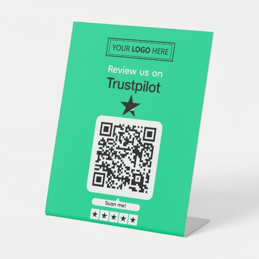 Test-Anfrage für Trustpilot mit Scannable QR-Code Sockelschild (Vorderseite)