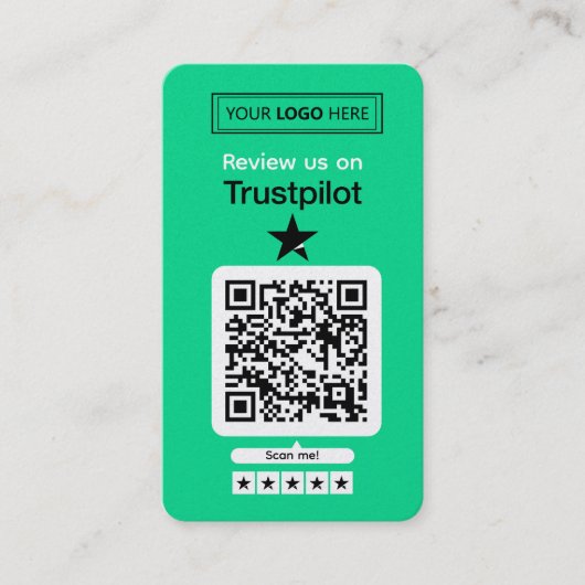 Test-Anfrage für Trustpilot mit Scannable QR-Code Visitenkarte (Vorderseite)